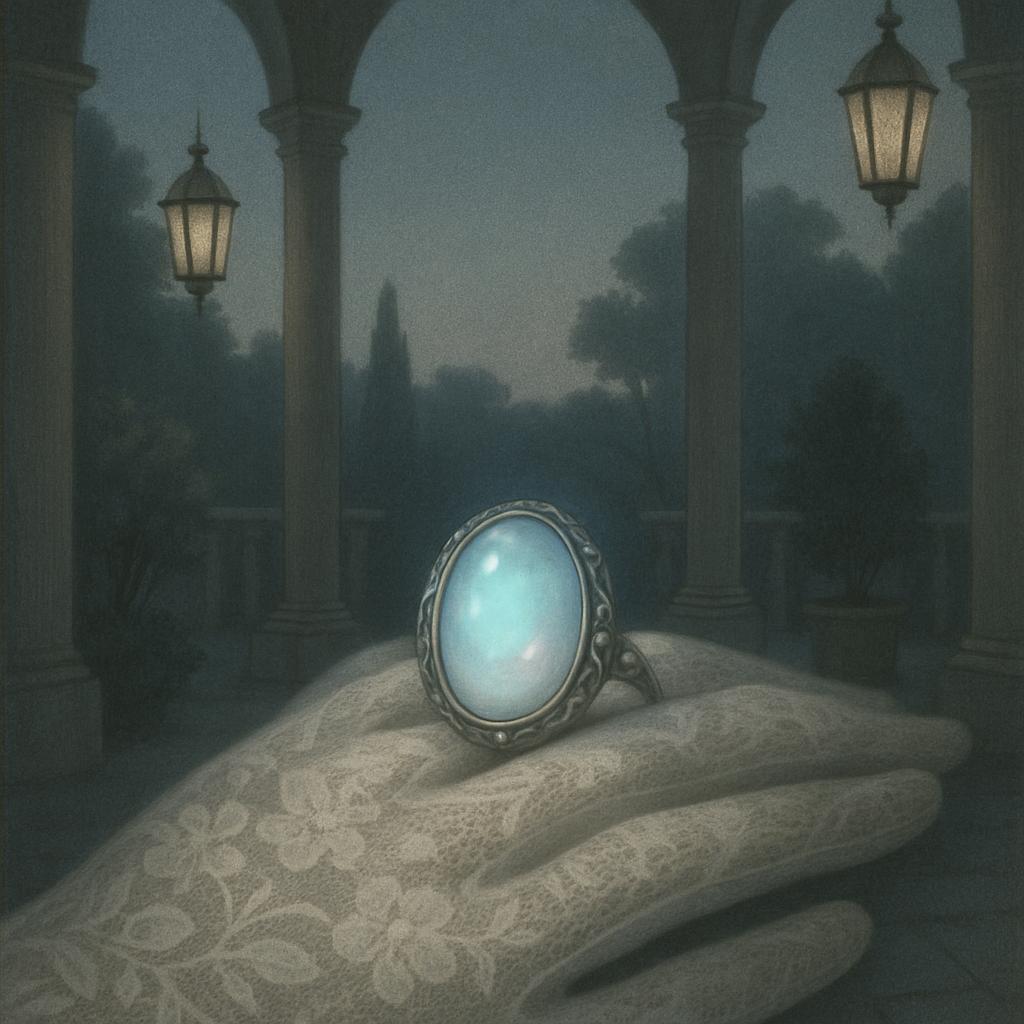 Seitlich schief, luftig sorgloses, kein Lächeln, Perlenohr